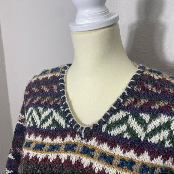 Vintage 80's-90's Studio Works Nordic Fair Isle Knit Wool Sweater Womens Size PS - Picture 7 of 14